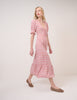 Pink Floral Puff Sleeve Lia Midi Dress