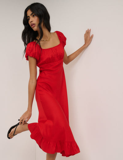 Red Jemima Midi Dress