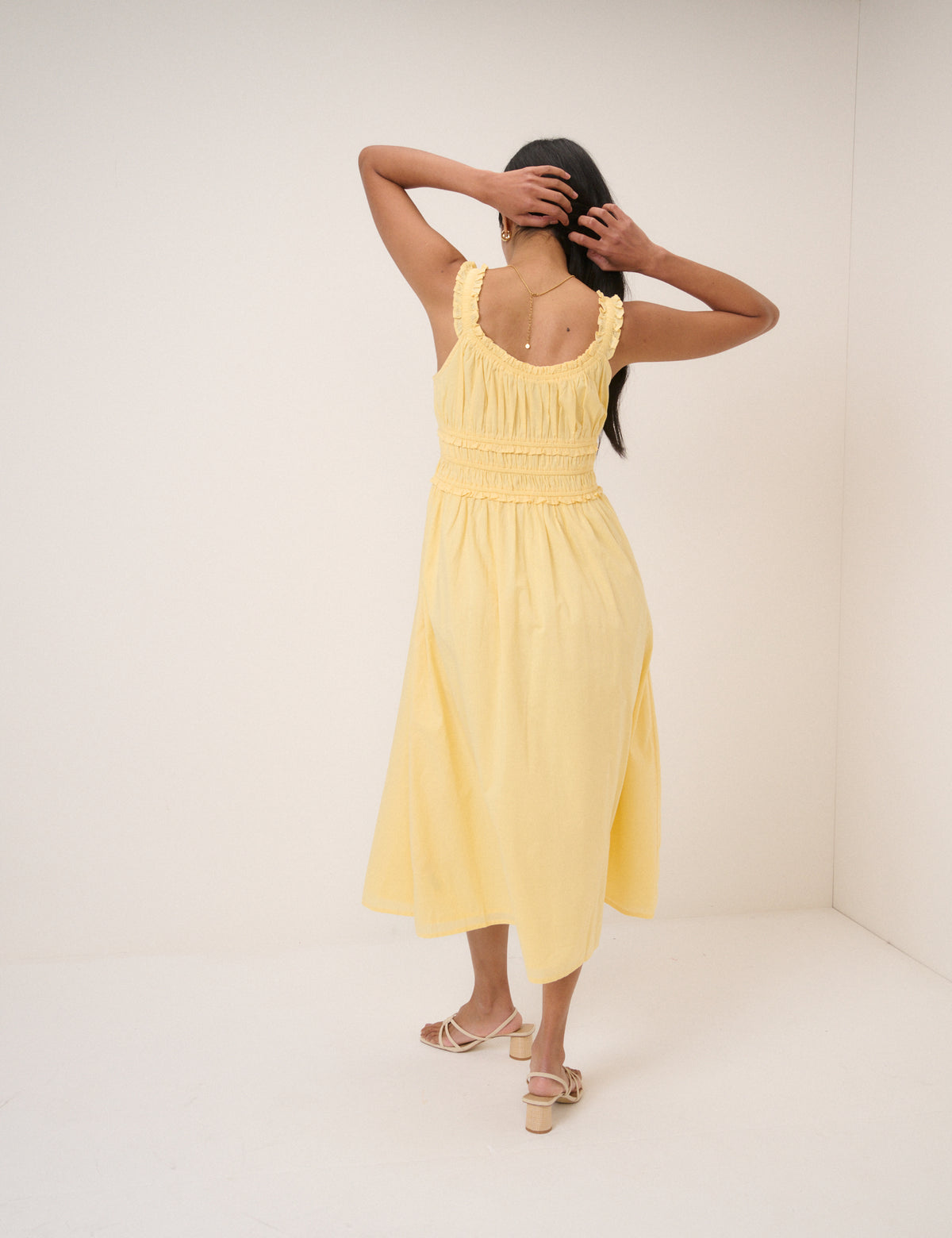Butter Yellow Sleeveless Ariel Midi Dress