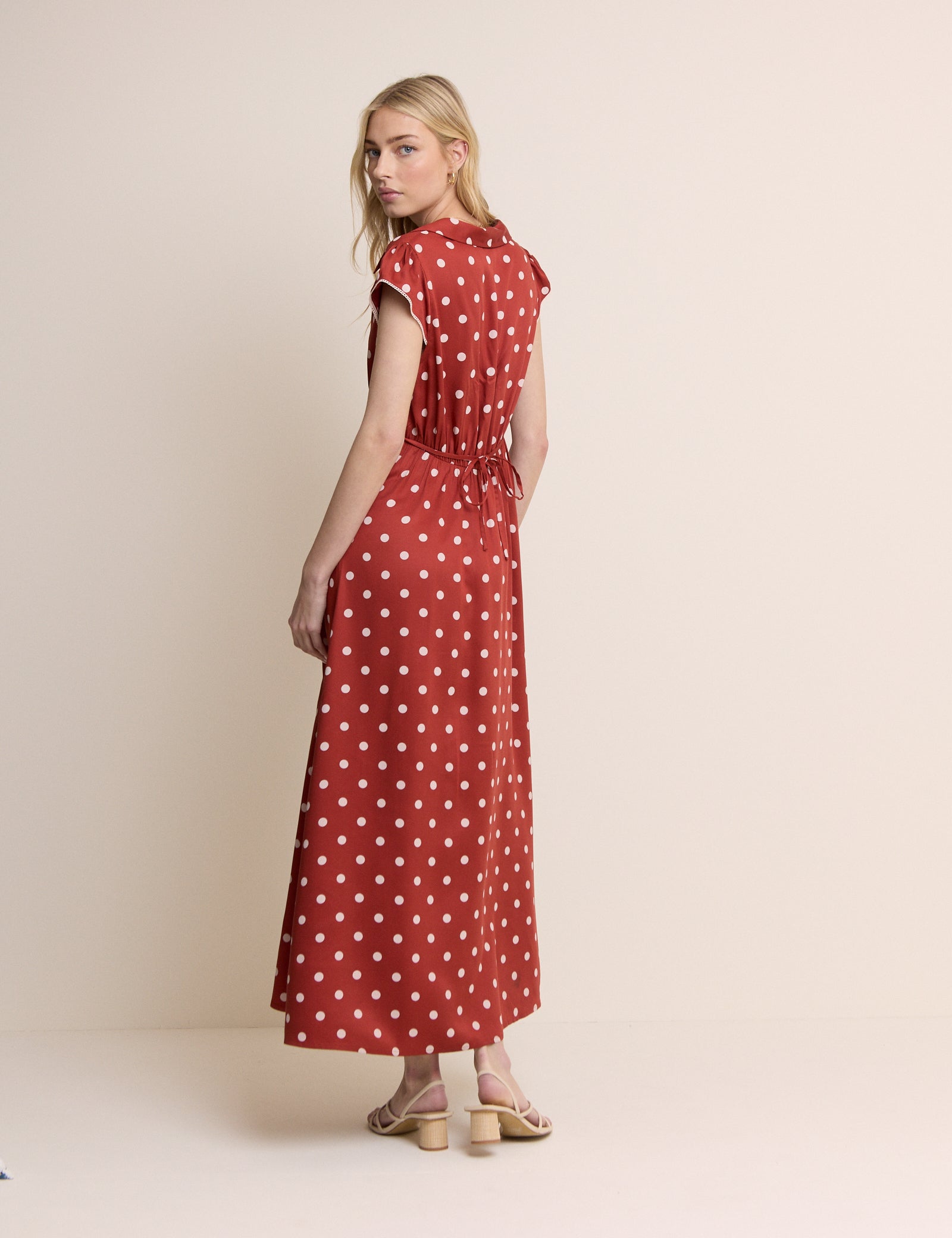 red polka dot dress short sleeve Georgia Red Polka Dot Puff Sleeve Babydoll Mini Dress Annie Finch Boutique