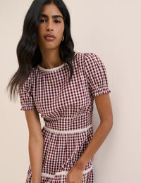 Burgundy Floral Lace Trim Dara Midi Dress