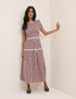 Burgundy Gingham Lace Trim Dara Midi Dress