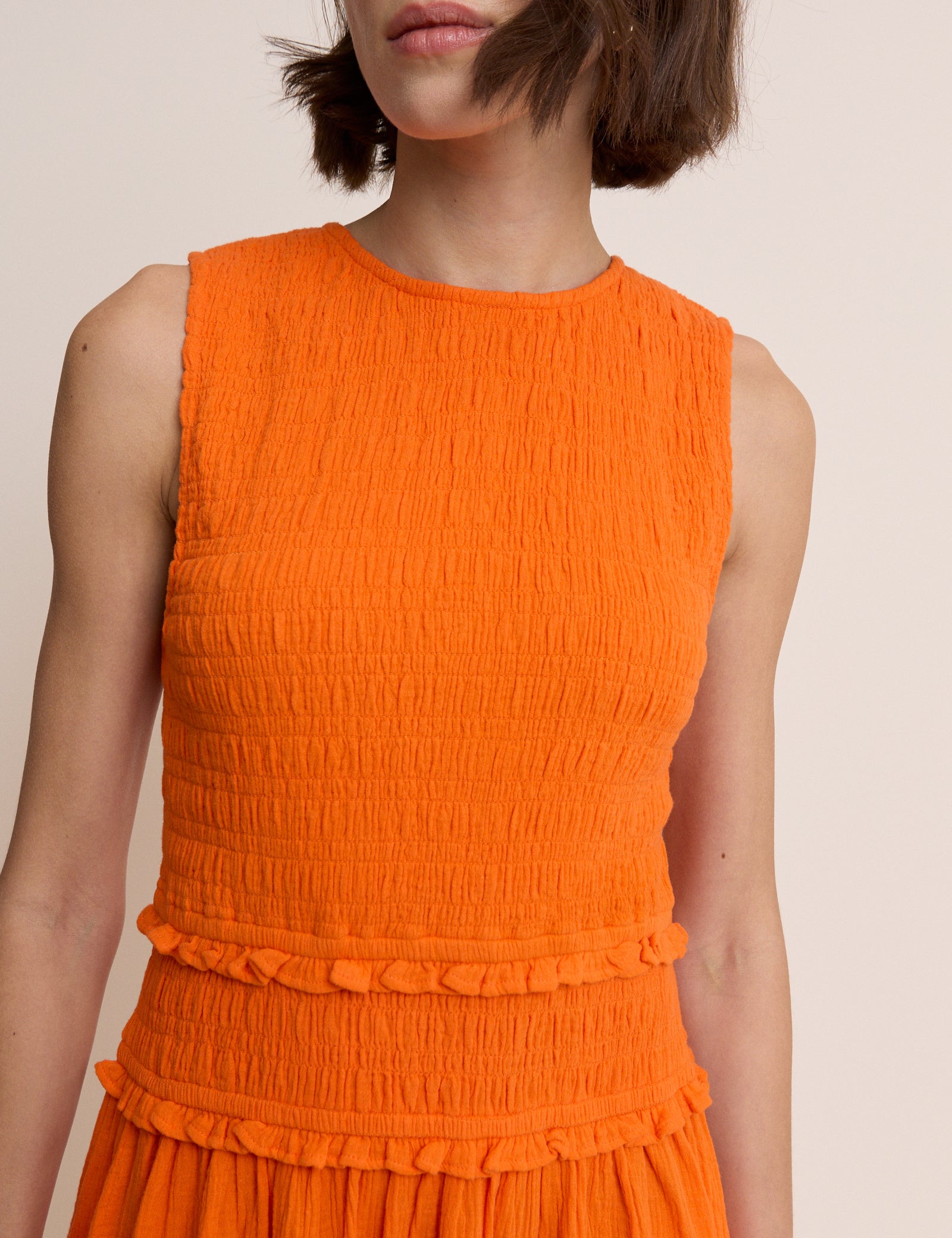 Orange Tiered Ingrid Midi Dress