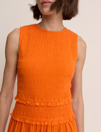 Orange Tiered Ingrid Midi Dress