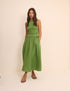 Green Shirred Bodice Ingrid Midi Dress