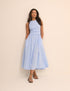 Baby Blue Shirred Bodice Ingrid Midi Dress