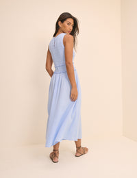 Baby Blue Shirred Bodice Ingrid Midi Dress