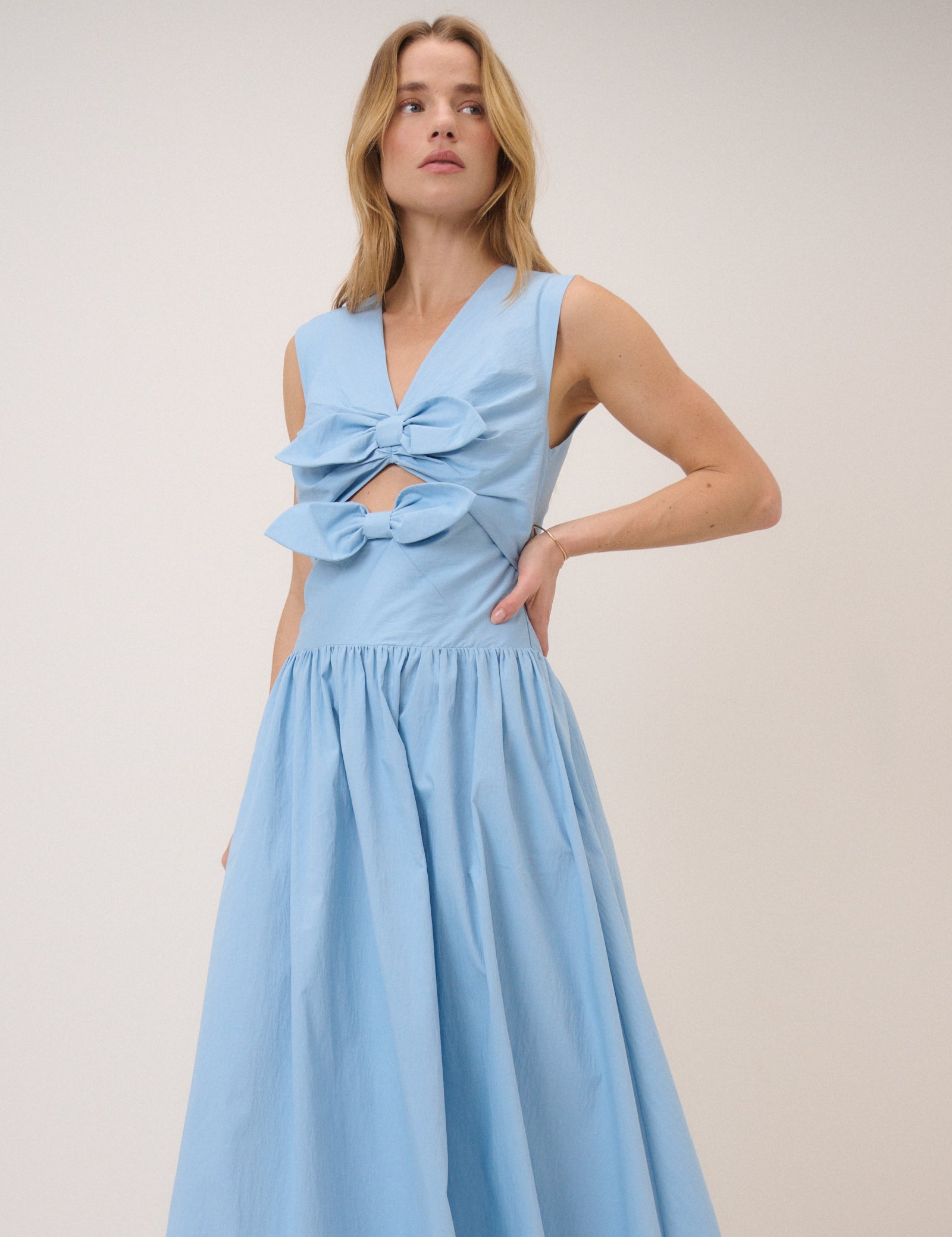 Light Blue Drop Waist Lefka Maxi Dress
