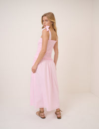 Pink Square Neck Andrea Midi Dress