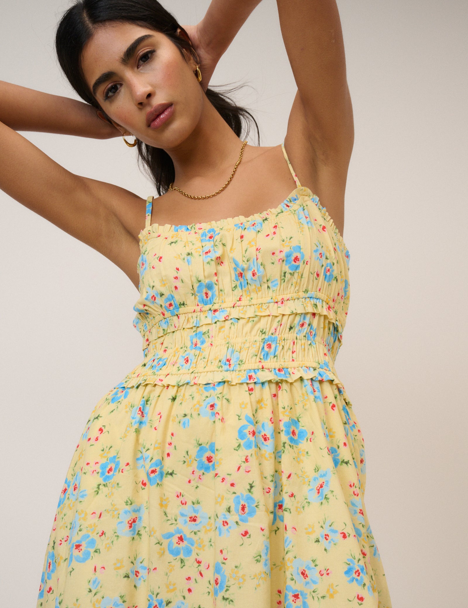 Yellow Floral Alina Midi Dress