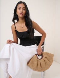 Black And White Drop Waist Alina Midi Dress