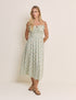 Blue Ocean Printed Shirred Waist Alina Midi Dress