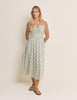 Blue Ocean Printed Shirred Waist Alina Midi Dress