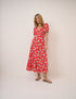 Red Floral Bonnie Midi Dress