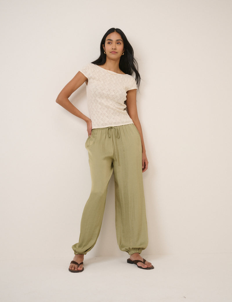 White Pointelle Knitted Tee