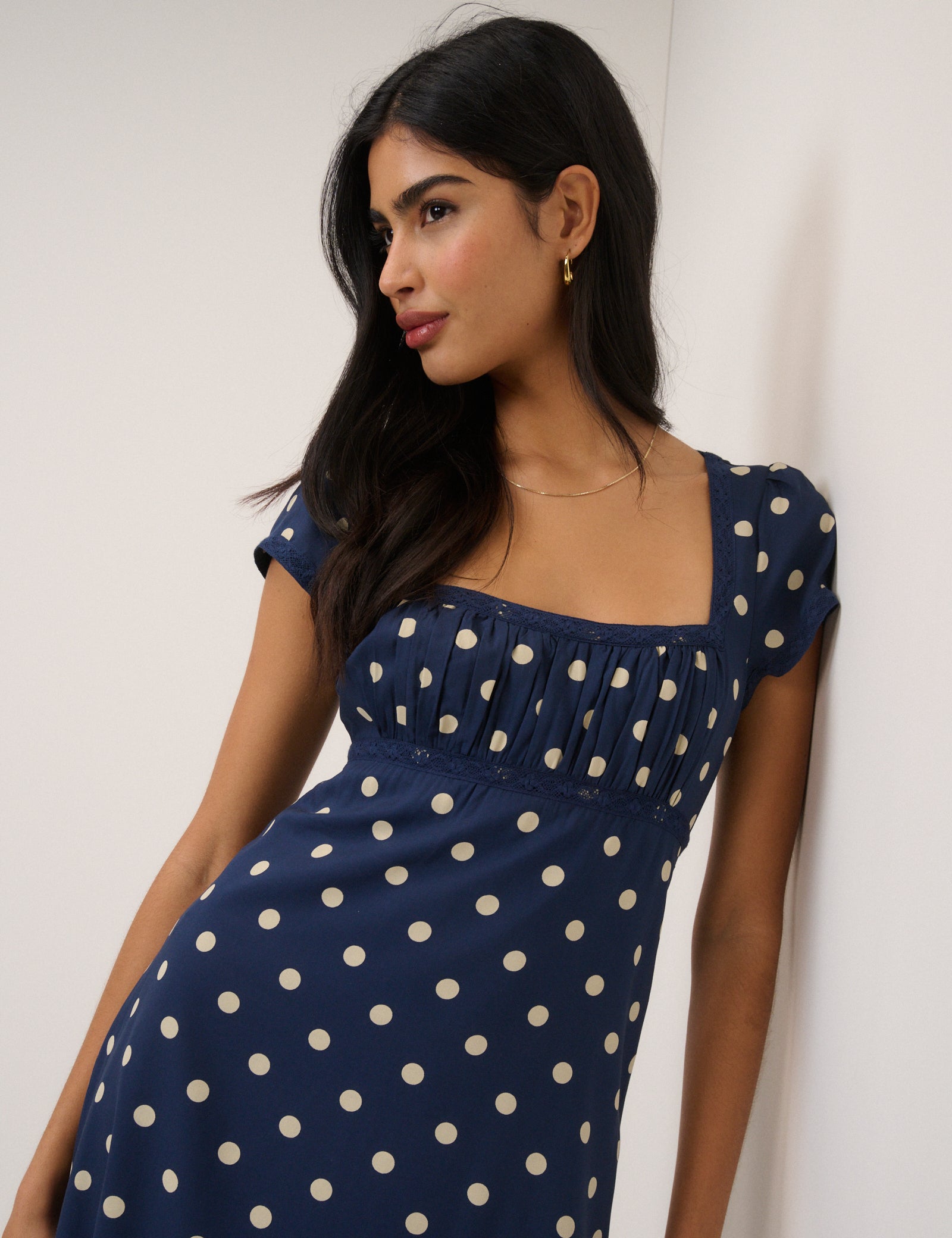 Navy Polka Dot Charlotte Midi Dress Navy Polka Dot Charlotte Midi Dress