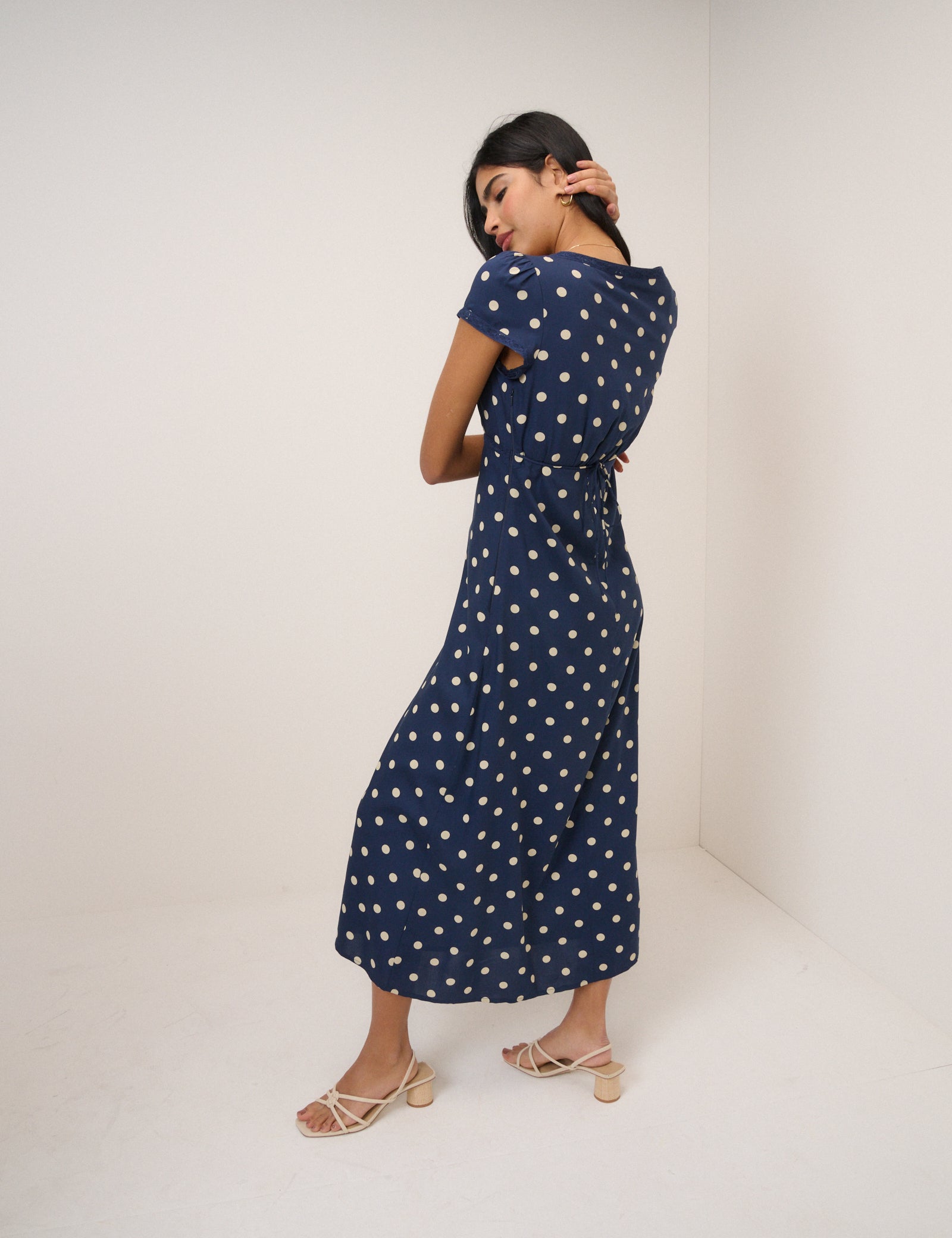 princess charlotte polka dot dress Navy Polka Dot Charlotte Midi Dress