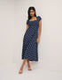 Navy Polka Dot Charlotte Midi Dress