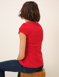 Picot Trim Cap Sleeve Top