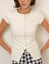 White Picot Trim Cap Sleeve Top