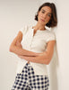 White Picot Trim Cap Sleeve Top
