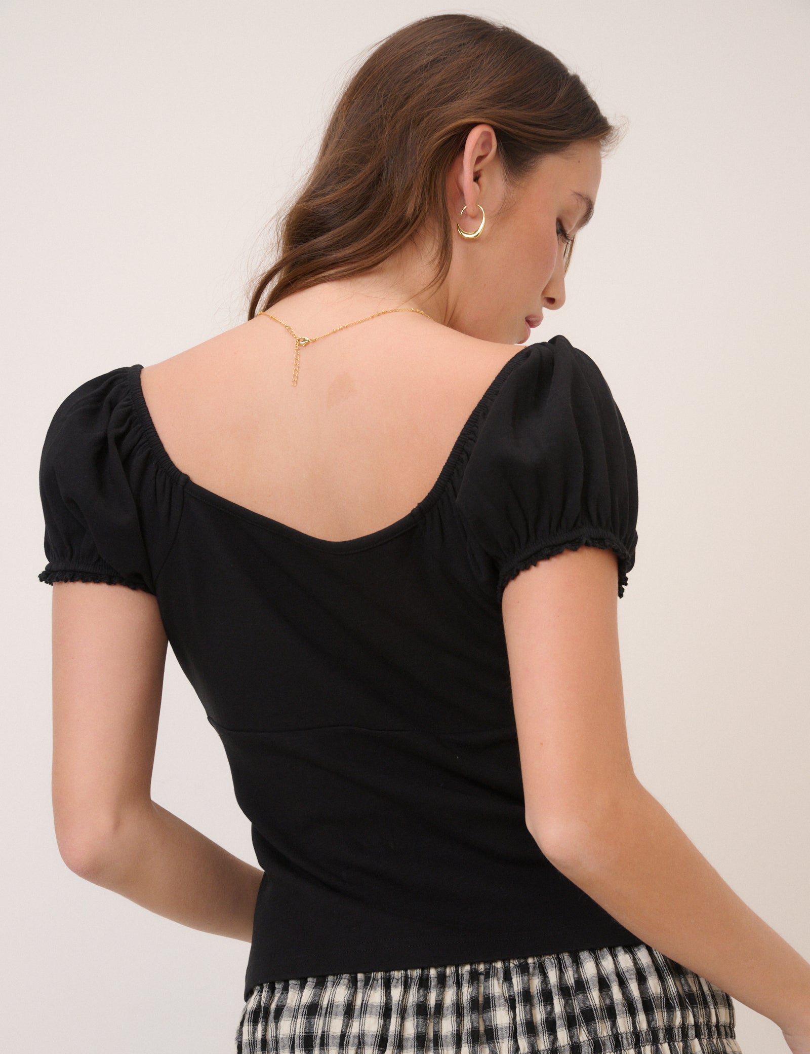 Black Milkmaid Top