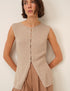 Sand Linen-Blend Sleeveless Knitted Top
