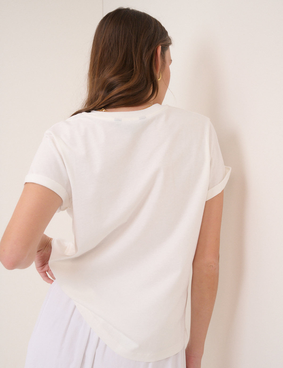White Embroidered Pocket T-Shirt