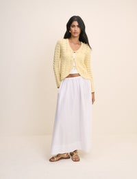 Butter Yellow Pointelle Knit Cardigan