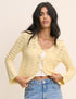 Butter Yellow Pointelle Knit Cardigan