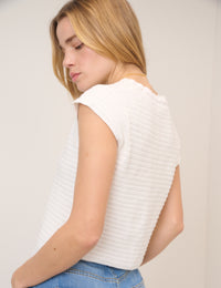 White Crochet Trim Short Sleeve Cardigan