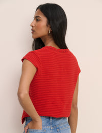 Red Crochet Trim Top