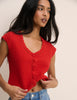 Red Crochet Trim Top