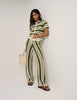 Green Crochet Striped Trousers