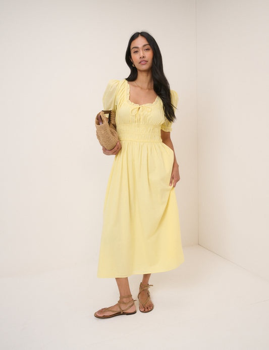 kayla midi dress in butter yellow Butter Yellow Tula Midi Dress