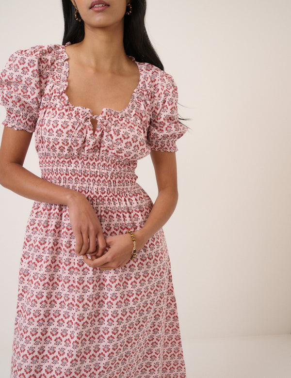 Pink Floral Tula Midi Dress