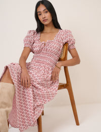 Pink Floral Tula Midi Dress