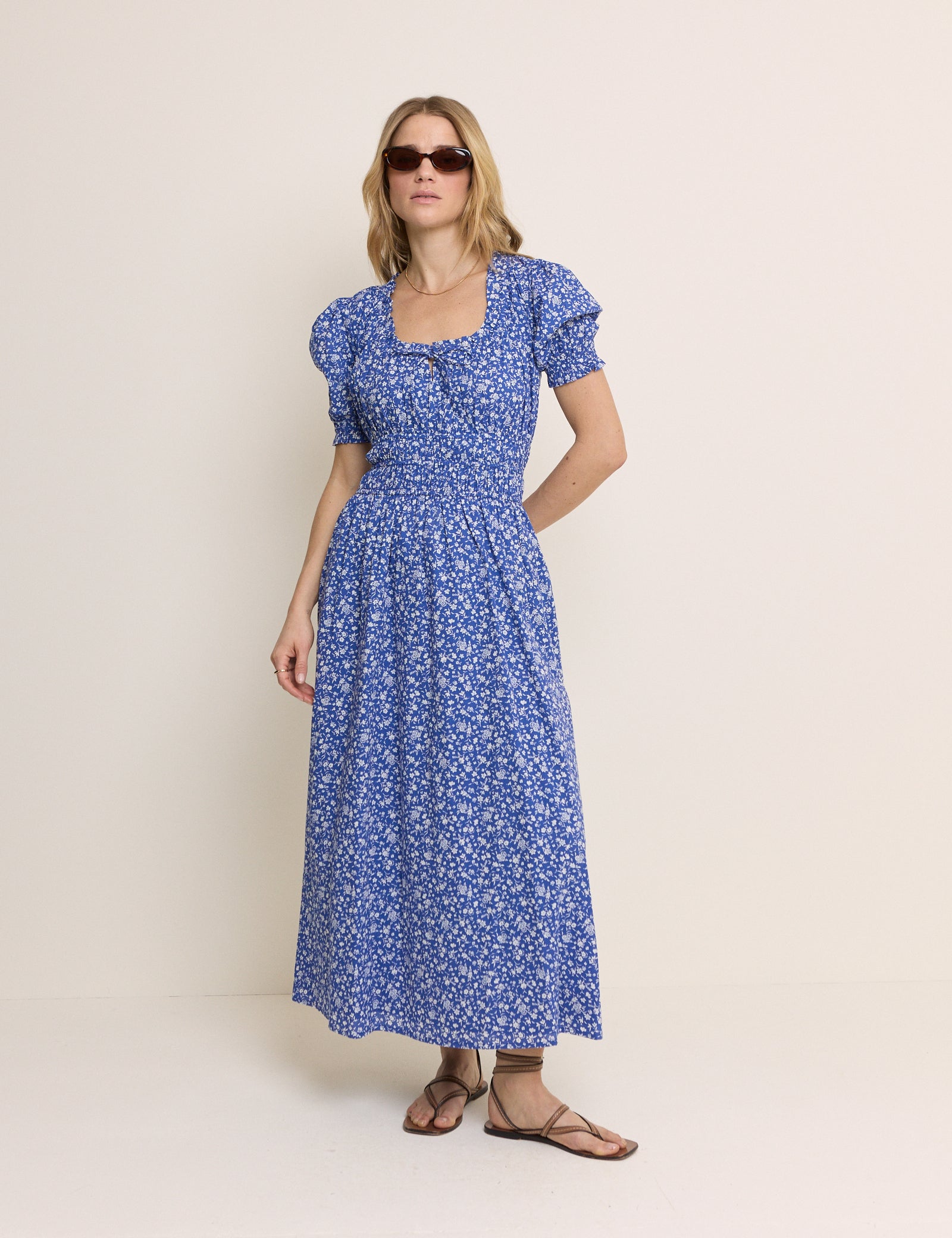 Blue Floral Tula Midi Dress