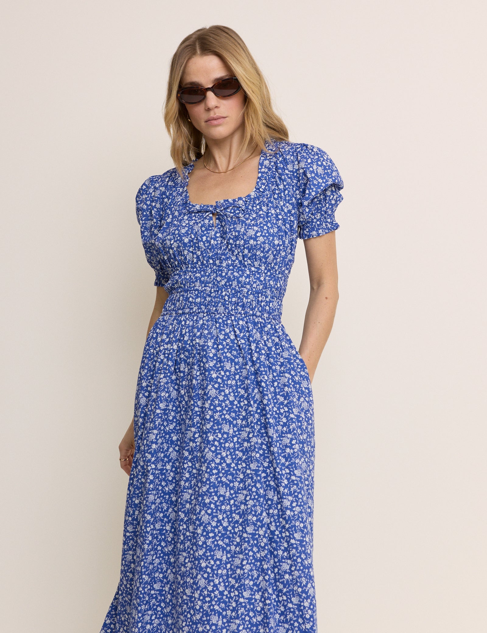 Blue Floral Tula Midi Dress