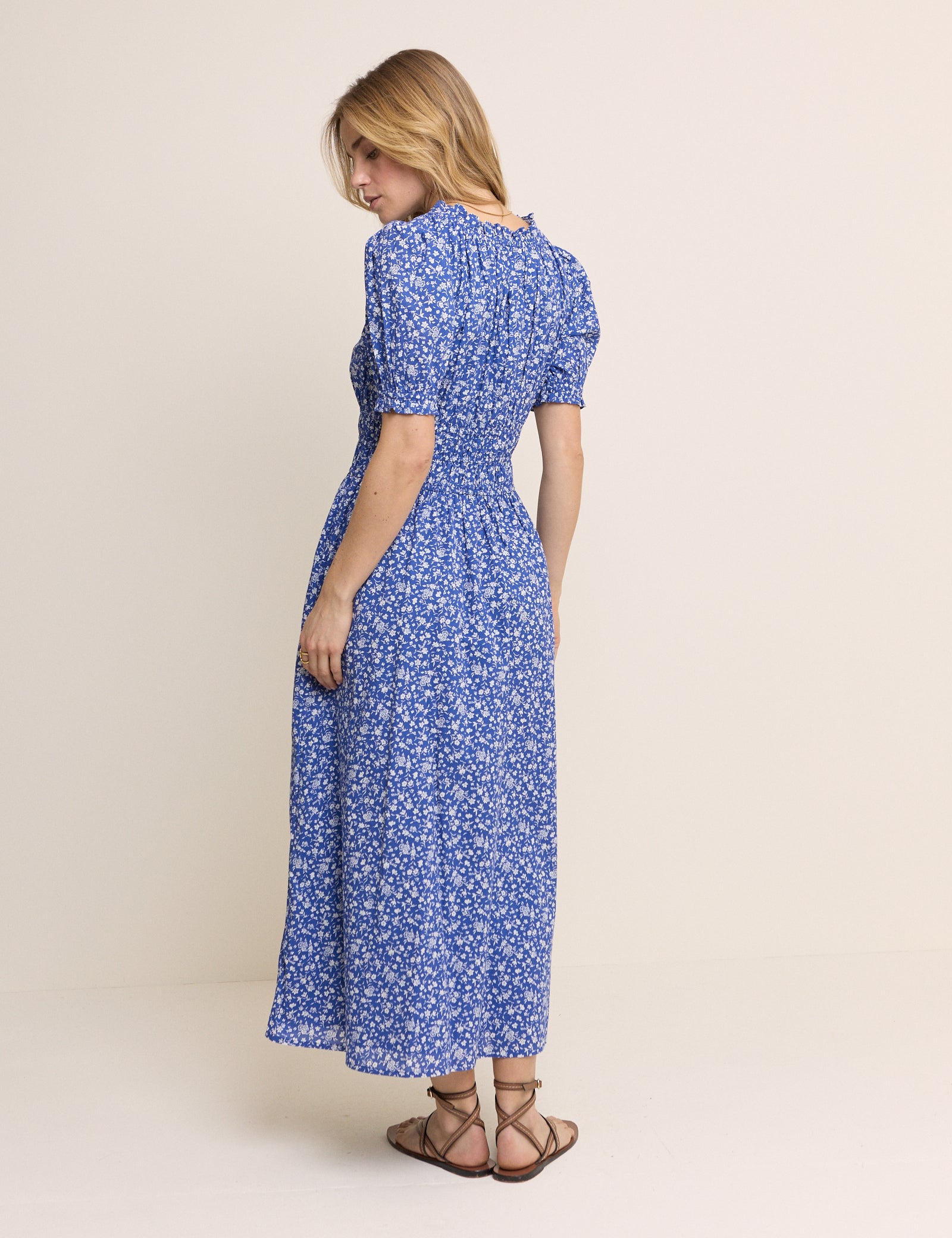 Blue Floral Tula Midi Dress