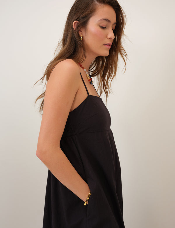 Black Square Neck Rebecca Midi Dress