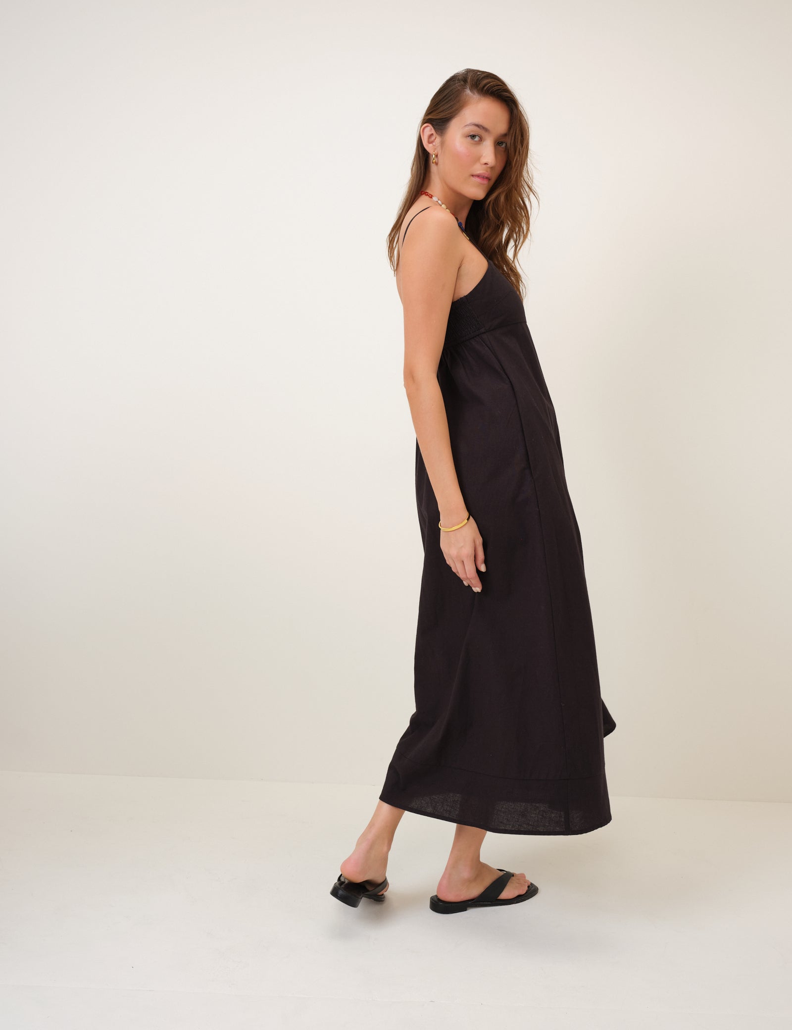 Black Square Neck Rebecca Midi Dress