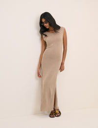 Beige Knitted Maxi Dress