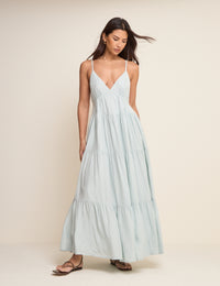 Powder Blue Tiered Thea Maxi Dress