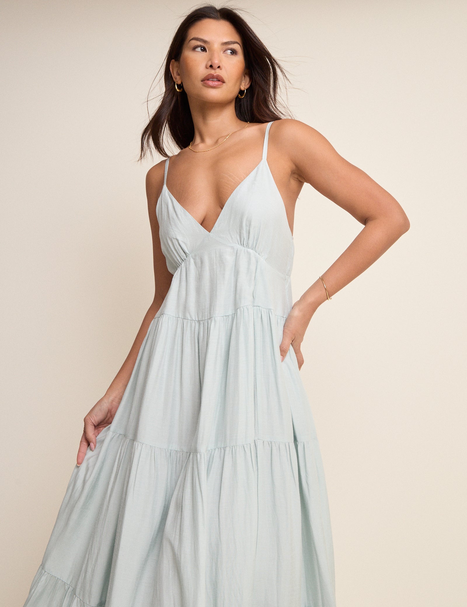 Powder Blue Tiered Thea Maxi Dress Powder Blue Tiered Thea Maxi Dress
