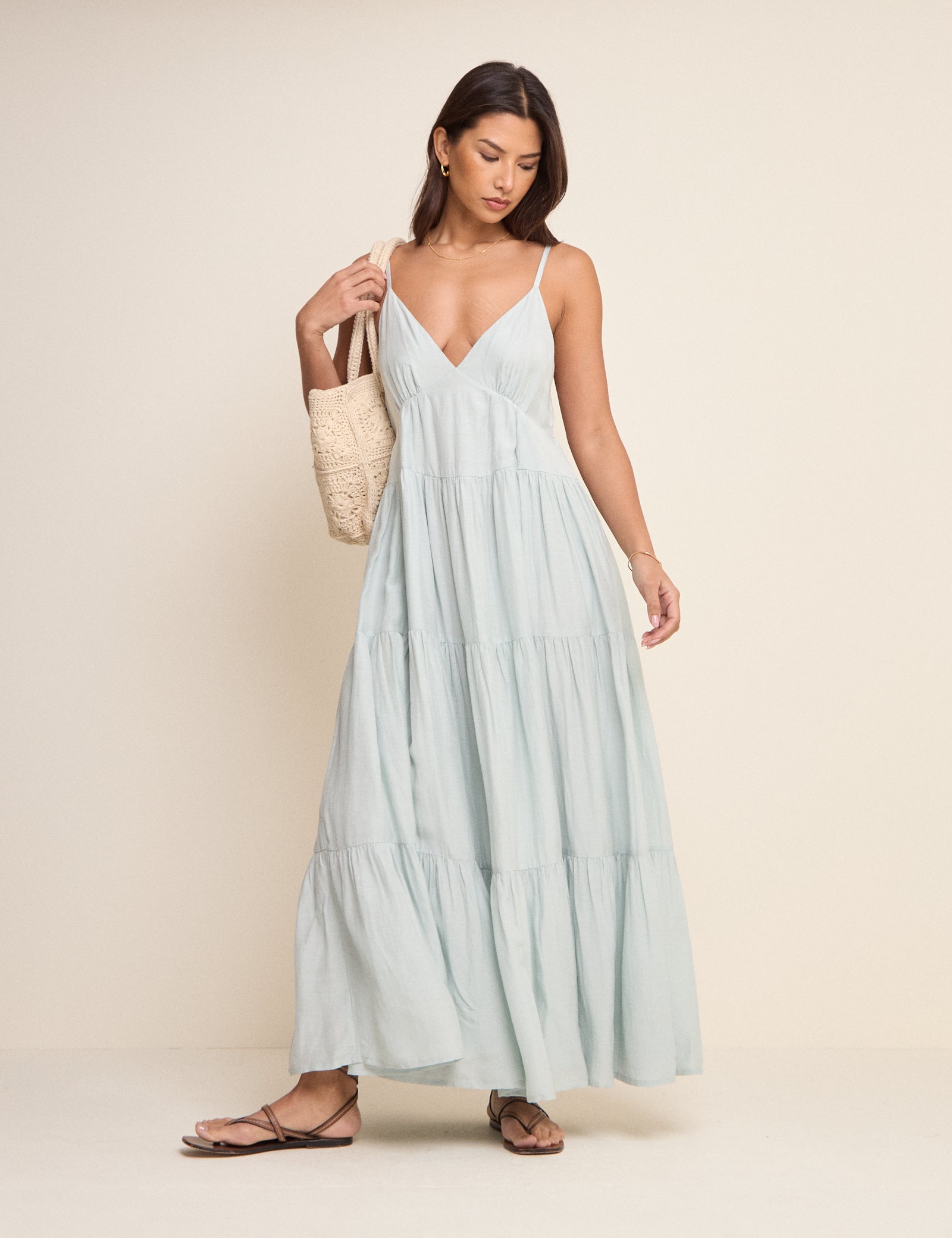 Powder Blue Tiered Thea Maxi Dress Powder Blue Tiered Thea Maxi Dress