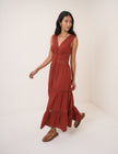 Orange Broderie Anglaise Wrena Midi Dress