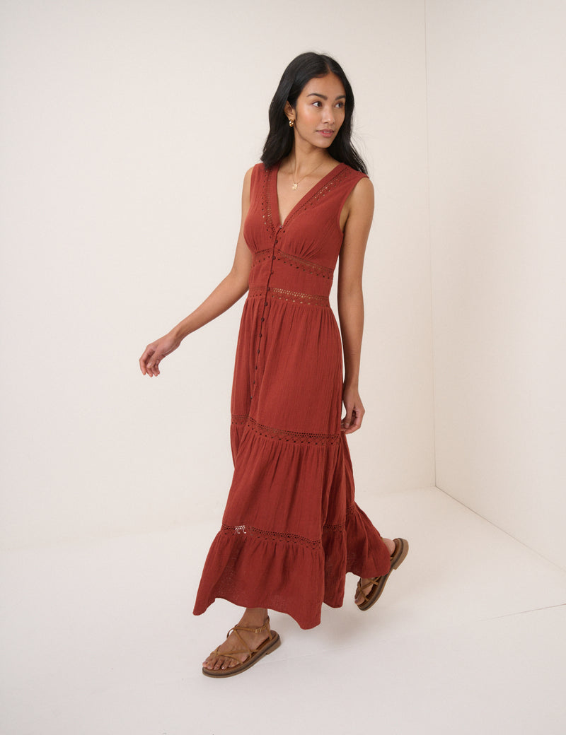 orange broderie anglaise dress Buy Lipsy Orange Broderie Flutter Sleeve Midi Dress from the Next UK online  shop