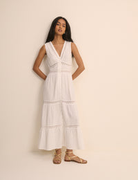 White Broderie Anglaise Wrena Midi Dress