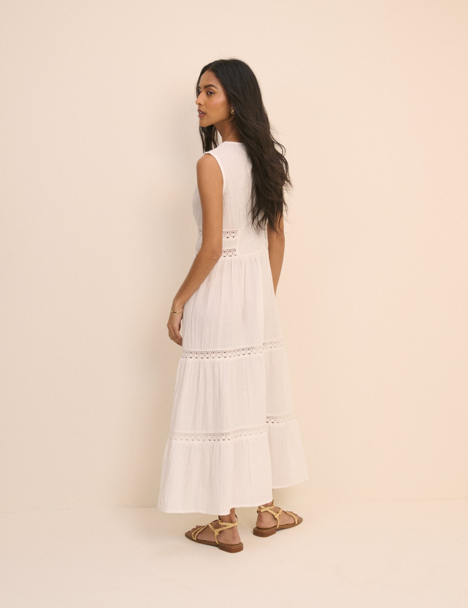 White Broderie Anglaise Wrena Midi Dress